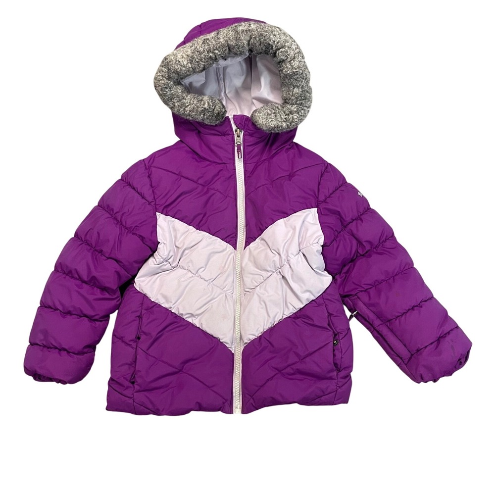 Columbia Kids Purple Chevron Jacket Hooded Coat Winter size 6 (see measurements)
